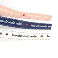 Rubans en coton fait main rose bleu et beige avec motif cœur pour artisanat - Handmade with Ensemble 3 Couleurs (#45)