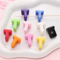 Colorful T-shaped acrylic alphabet beads with large holes for DIY jewelry making - Letter T / 500g/Pack (14x21mm, Hole 5mm) / Multicolor Mixed