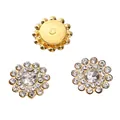 14mm golden sunflower rhinestone metal button with sparkling crystal inlay for DIY sewing - White