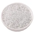 Pearl white 4mm glass seed beads for DIY jewelry making displayed in a white bowl - 4mm (Hole approx. 1mm) - 15g/Pack (approx. 180 Pcs) / White