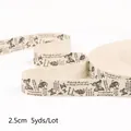 Ruban en coton crème 2,5 cm avec motif papillon noir et texte vintage, rouleau 5 yards - Papillon Noir & Art des Mots (#49)