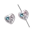 Perle acrylique en forme de cœur avec strass bleus et roses pour création de bijoux DIY - Pack de 1 pièce / Cœur / Strass Carré Bleu