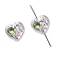 Perle en acrylique en forme de cœur avec strass émeraude pour création bijoux - Pack de 1 pièce / Cœur / Strass Rond Vert