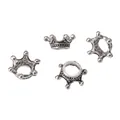Set di 4 distanziatori a corona in argento vintage per gioielli fai-da-te e bracciali - 15×6mm / Argento Antico