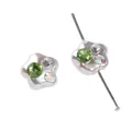 Pendentif fleur avec strass vert et base en métal argenté pour bijoux DIY - Pack de 1 pièce / Étoile Dodue / Strass Rond Vert