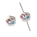 Perles acryliques avec strass tricolores et tige argentée pour la création de bijoux - Pack de 1 pièce / Étoile Dodue / Diamant rond rose