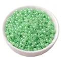 Perline di vetro verde chiaro perlescente 4mm in ciotola bianca per gioielli fai da te - 4mm (Foro circa 1mm) - 15g/Confezione (circa 180 Pcs) / Verde Erba