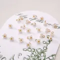 White lily of the valley resin flower charms with gold bead center for DIY jewelry making - 6mm / Lily Of The Valley Pearl White