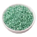 Perline di vetro verde menta da 4mm in ciotola bianca per creazione gioielli fai da te - 4mm (Foro circa 1mm) - 15g/Confezione (circa 180 Pcs) / Verde