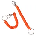 Bright orange spiral coil retractable keychain with silver metal lobster clasp - Total Length approx. 17cm (Ring Diameter 2.5cm) / 1 Piece / Orange