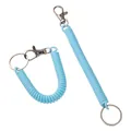 Light blue spiral spring keychain with metal lobster clasp and ring set of two - Total Length approx. 17cm (Ring Diameter 2.5cm) / 1 Piece / Blue