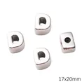Silver large hole letter D acrylic bead 17x20mm for DIY jewelry making and bracelets - 17×20mm (1 Piece/Pack) / Letter D