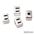 Polished silver acrylic letter E bead for DIY jewelry making size 16x21mm with large hole - Letter E