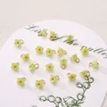 Light green Lily of the Valley resin flower pendants with gold bead center for DIY jewelry - 6mm / Lily Of The Valley Green