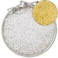 4mm translucent white and gold seed beads for DIY jewelry making in a decorative tray - 4mm Hole Approx 1mm 10g/Pack Approx 100 Pcs / Beige