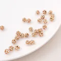 Golden 8mm hollow copper beads with clear rhinestones for DIY bracelet making - 6mm / 10 Pieces/Pack (Aperture Approx 1mm) / KC Gold With White Rhinestone