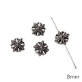 Retro alloy flower spacer bead 8mm in dark grey metal finish for DIY jewelry - Cross Style / 8mm