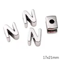 Silver letter N large hole bead 17x21mm for DIY acrylic jewelry making crafts - Letter N