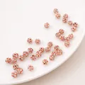 Rose gold copper disco ball spacers with white rhinestones for DIY bracelet making - 6mm / 10 Pieces/Pack (Aperture Approx 1mm) / Rose Gold/White Zirconia