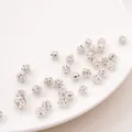 6mm silver copper disco beads with sparkling rhinestones for DIY jewelry making - 6mm / 10 Pieces/Pack (Aperture Approx 1mm) / Silver White Rhinestone