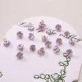 Lavender lily of the valley resin flower pendants with golden centers for DIY jewelry - 7mm / Five Petal Flower Purple