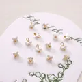White resin lily of the valley flower pendants with gold hoops for DIY jewelry - 5mm / Four-petal Flower Pearl White