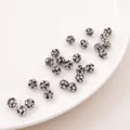 6mm pave kristallen discoballen in gunmetal-afwerking voor DIY-sieraden maken - 6mm / 10 Stuks/Verpakking (Opening Ongeveer 1mm) / Gun Zwart met Witte Strass