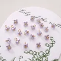 Pearlescent purple lily of the valley resin flower charms with golden metal hooks - 5mm / Four-petal Flower Purple