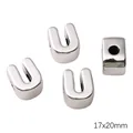 Silver acrylic letter U beads 17x20mm for DIY jewelry making and bracelets - Letter U