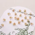 Iridescent lily of the valley resin flower charms with golden beads for DIY jewelry - 6mm / Three-petal Flower White AB