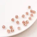 Roségouden strass spacer kraal voor DIY sieraden met fonkelende kristallen - 8mm / 10 Stuks/Verpakking (Opening Ongeveer 1mm) / Roségoud/Witte Zirkonia