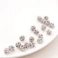 Glinsterende zilveren kristallen pavé kralen voor DIY armbanden op witte keramische basis - 8mm / 10 Stuks/Verpakking (Opening Ongeveer 1mm) / Wit K Witte Diamant