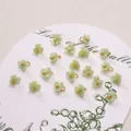Light green lily of the valley resin flower pendants with pearl finish for DIY jewelry - 6mm / Three-petal Flower Green AB