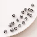 Zilveren koperen kralen met witte strass steentjes voor DIY-sieraden en armbanden - 8mm / 10 Stuks/Verpakking (Opening Ongeveer 1mm) / Gun Zwart met Witte Strass