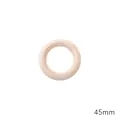 Natural 45mm unfinished wood ring for DIY crafts with smooth texture and wood grain - Outer Diameter 45mm, Thickness 8mm, Natural Wood, 5 Pieces/Pack