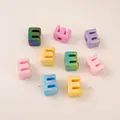 Colorful acrylic letter E square beads with iridescent finish for DIY phone chains - Letter E (BSD881) / 5 Pieces/Pack (16x21mm) / Iridescent Mixed