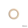Natural wood ring for DIY crafts, 55mm diameter with smooth polished finish - Outer Diameter 55mm, Thickness 10mm, Natural Wood, 2 Pieces/Pack