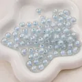 Perles rondes en acrylique bleu clair irisé pour bijoux DIY et chaînes de téléphone - 8mm (50 Pièces/Paquet) / Bleu Irisé