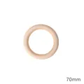 Natural 70mm wooden ring for DIY crafts with smooth polished wood texture finish - Outer Diameter 70mm, Thickness 10mm, Natural Wood, 2 Pieces/Pack