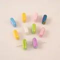 Colorful capsule-shaped acrylic beads with pearlescent finish for DIY jewelry crafts - Letter I (BSD881) / 5 Pieces/Pack (14x21mm) / Iridescent Mixed