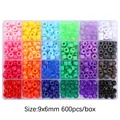 DIY-kralenset met 600 ponykralen van 9x6mm in een opbergdoos met 24 vakken - Standaard Pakket / Regenboog Serie