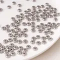 High-polished silver stainless steel flat spacer beads with hole for DIY jewelry making - 3mm x 1.2mm / Steel