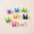 Colorful acrylic letter M beads with iridescent metallic finish for DIY jewelry crafts - Letter M (BSD881) / 5 Pieces/Pack (21x21mm) / Iridescent Mixed
