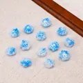 DIY γαλάζιες χάντρες λουλουδιών από ρητίνη με ασημί γκλίτερ για χειροποίητα κοσμήματα - Παιώνια / 20 Τεμάχια/Συσκευασία (Περίπου 9mm) / Μπλε