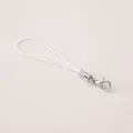 Cordón de poliéster para móvil con cierre de mosquetón plateado y correa blanca - 10 Piezas/Paquete (Longitud Total aprox. 68mm) / Blanco