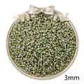3mm glass seed beads with red, green, and white stripes for DIY jewelry making - 3mm (20g/Pack) / White With Green And Orange Stripes
