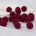Pompones de poliéster rojo oscuro para manualidades DIY y accesorios de ropa de 20mm - 15mm 50 Unidades/Paquete / Rojo Oscuro