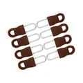 8pcs set of brown rubber and silver metal detachable zipper pulls with non-slip texture - 2.5x1.4cm (8 Sets/Pack) / Brown