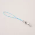 Cordón de poliéster trenzado azul claro para móvil con cierre de mosquetón plateado - 10 Piezas/Paquete (Longitud Total aprox. 68mm) / Azul lago
