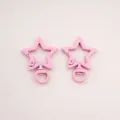 Pair of pink star-shaped alloy lobster clasps for DIY keychain and bag accessories - Pentagram / 31X41mm / Light Pink